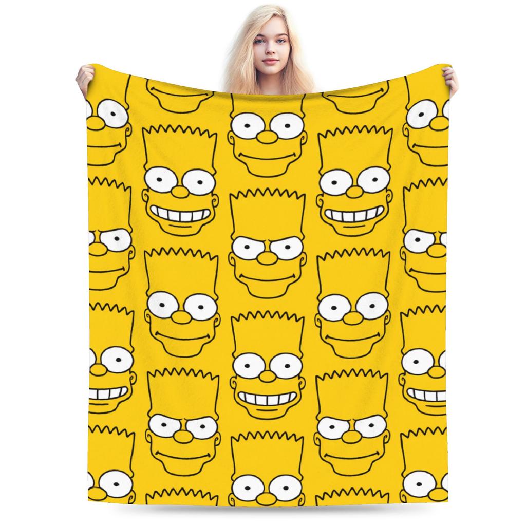Bart S-Simpsons Bedding Throws Soft Cozy Funny Blanket For Living Room Picnic Flannel Bedspread Bed Cover