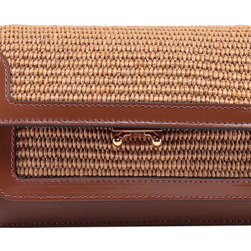 Marni Woven Resort Style Leather And Raffia Crossbody Shoulder Bag Women Bags Light-Brown SBMP0124Q1P3860Z523M