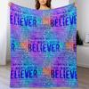 Believer Neon Rainbow Throw Blanket Modern Design Soft Blanket for Home Decor