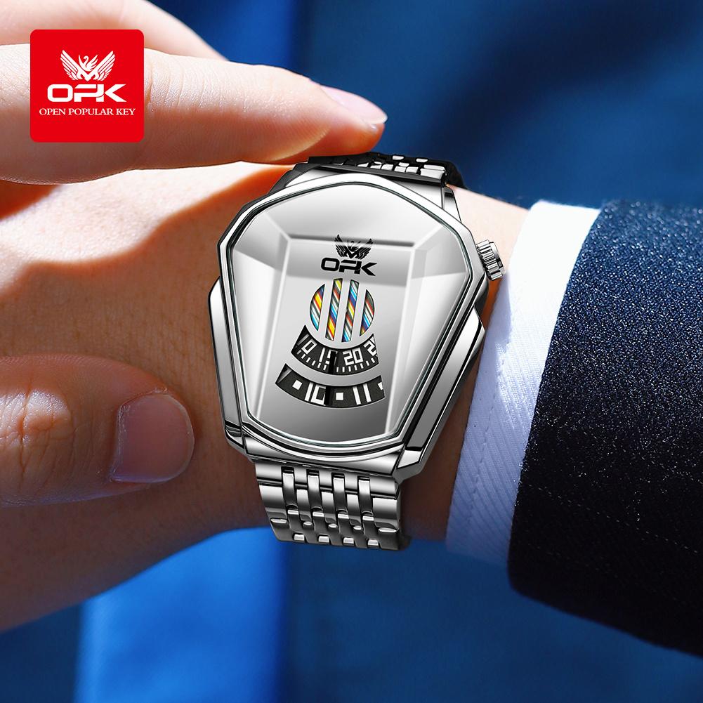 OPK 8172 Men's Watch 48mm Large Dial Stainless steel Date Men Wristwatches