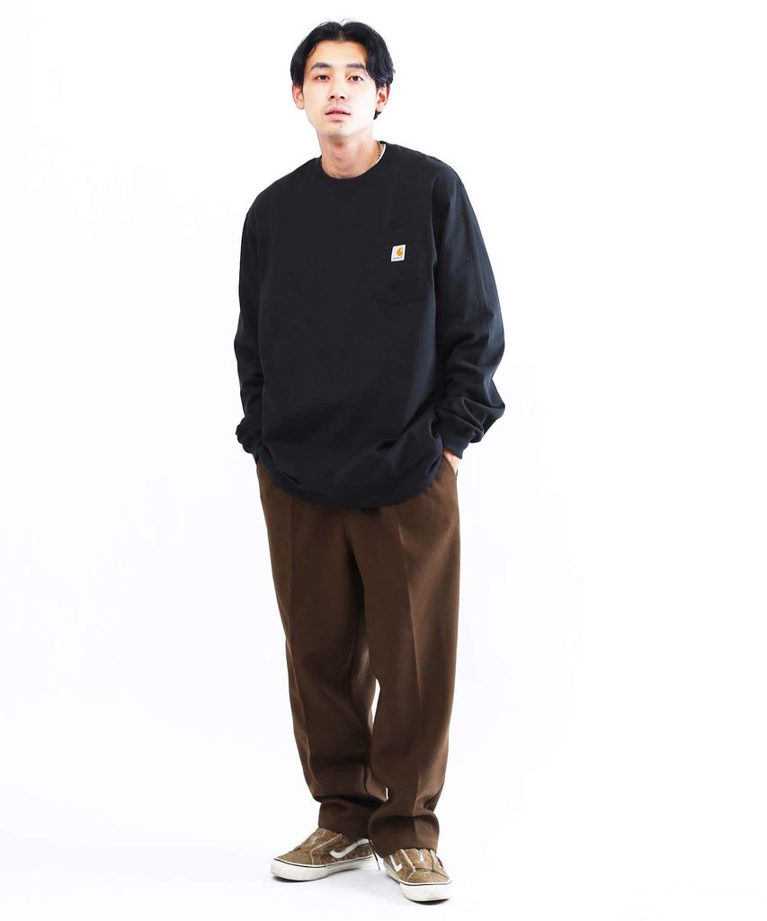 Футболка мужская с длинным рукавом, с круглым вырезом и нагрудным карманом, черная, размер S [Carhartt]