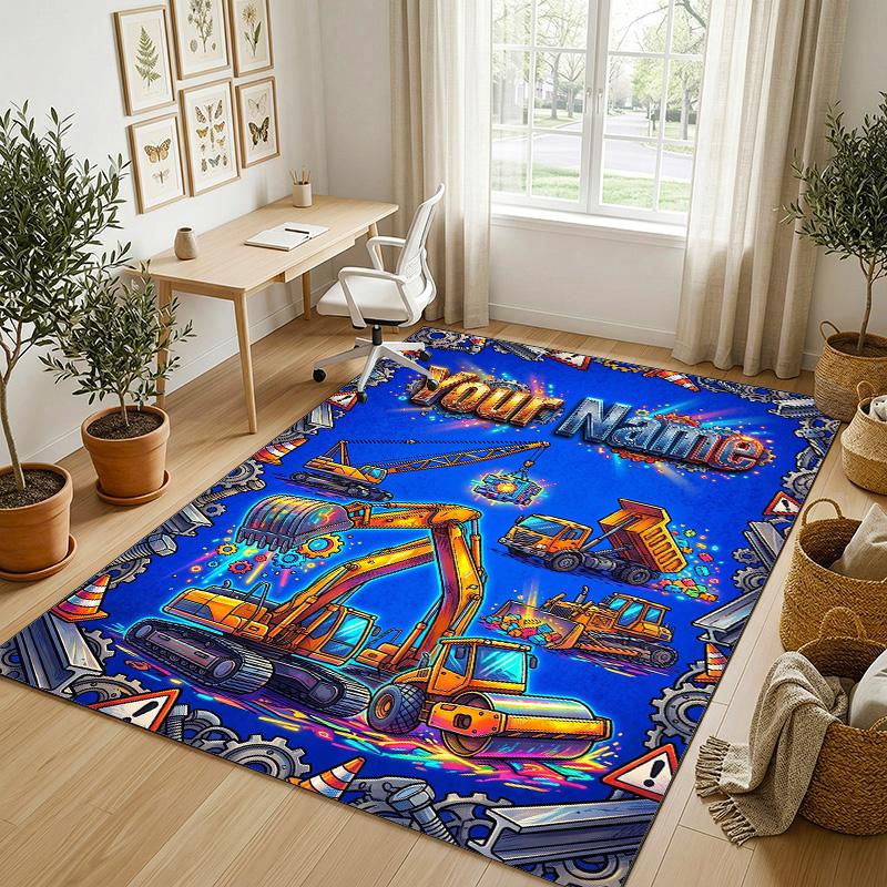 Decorative Artwork Theme Crystal Velvet Rug Personalized Custom Name Text Soft Floor Mat Home Decor