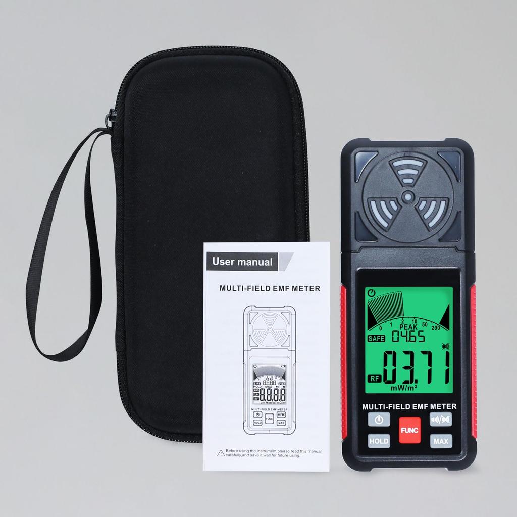 Portable Electromagnetic Radiation Detector WiFi Bluetooth Signal Detection Handheld EMF Tester with Digital LCD Alarm for Outdoor 3-in-1 Home,