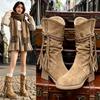 Ретро пустошь ветер ботинки женские осень и зима новые Синьцзян путешествия западные ковбойские сапоги но колено рыцарские сапоги
