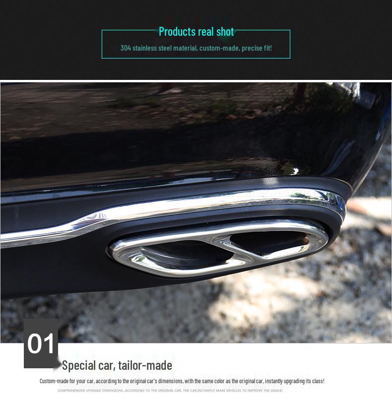 Совместимая декоративная накладка на выхлопную трубу для Mercedes A, C, E-Class, GLC - Декоративная модификация с четырьмя выходами.