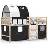 VidaXL Lit Mezzanine Enfants avec Tunnel, Lit Intermédiaire avec Rangement, Meuble de Chambre à Coucher, Moderne, Blanc/Noir 3283844