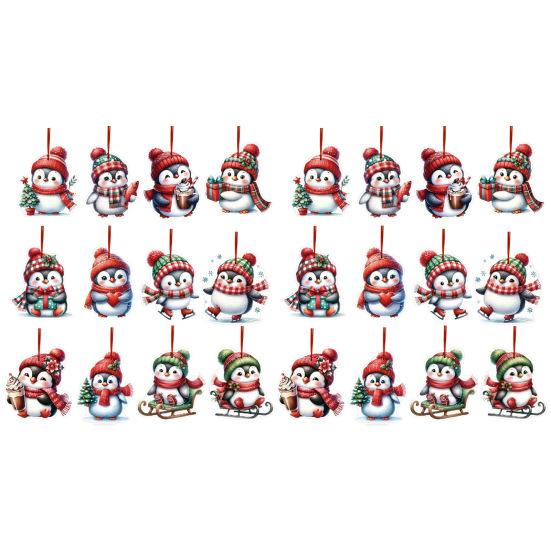 12/24/36 шт. Рождественские украшения деревянные мультяшные пингвины украшения для рождественской елки подвесные бирки для