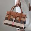 Aidrani Classic Plaid Women's Bag, Large Capacity Handbag, Canvas Patchwork Cowhide Shoulder Bag