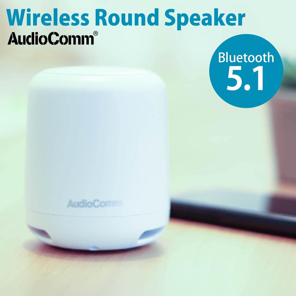 OHM AudioComm Беспроводная Круглая OHM Bluetooth Беспроводная Портативная Колонка Колонка, Белый, ASP-W120N-W, 03-2298,