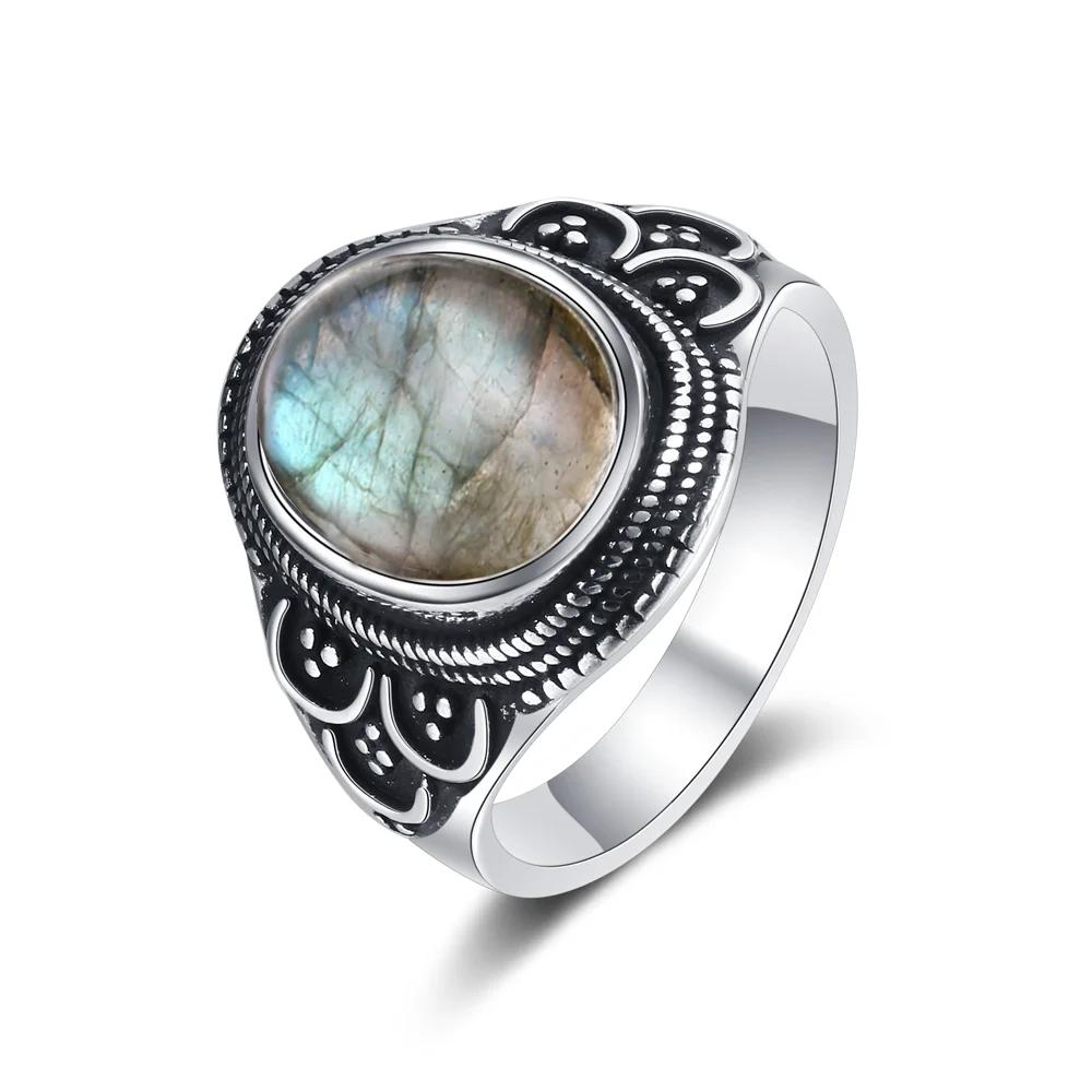 Кольцо в стиле ретро с натуральным лабрадоритом S925 из стерлингового серебра с тигровым глазом для женщин, подарок на помолвку, свадьбу