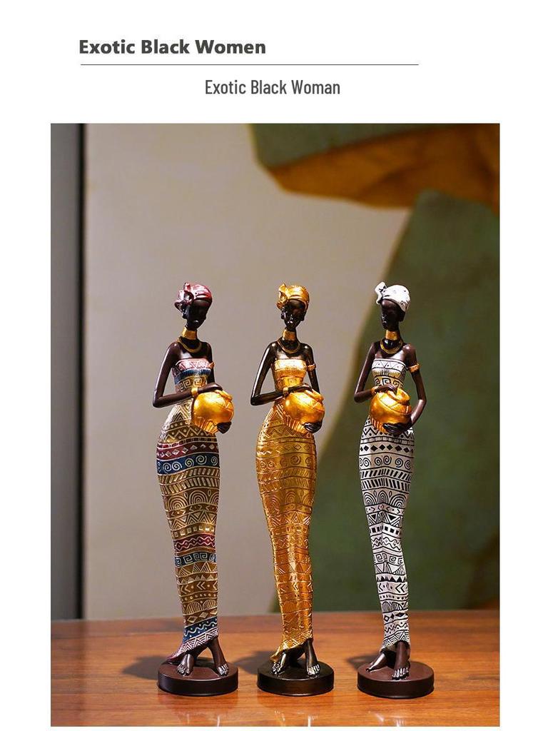 Африканское черное искусство смола фигурка: Креативный домашний декор для гостиной, прихожей или винного шкафа, тумба под телевизор