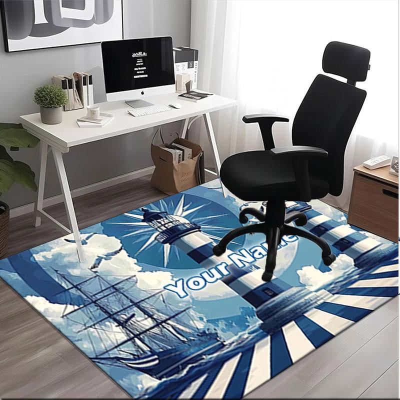 1PC Custom Name Lighthouse Dreams Sea Theme Floor Mat Ideal for Living Room, Game Rooms, Office, Bedroom,Floor Mat Playful Design