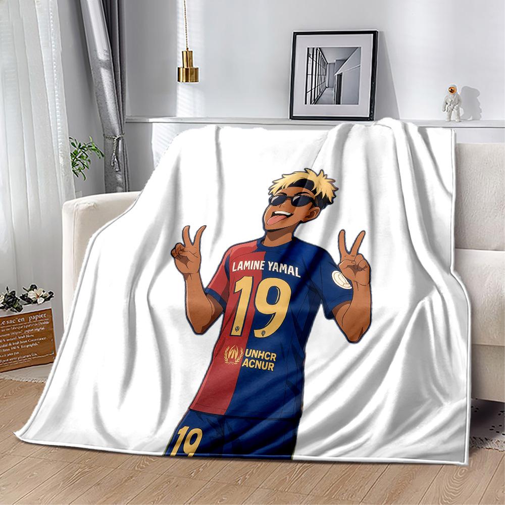 Lamine Yamal's Football Stars Unite: Lamine Yamal's Impact Blanket Warmthful Decor Perfect for Bedding Bed Picnics Four Seasons Universal Playful Desi