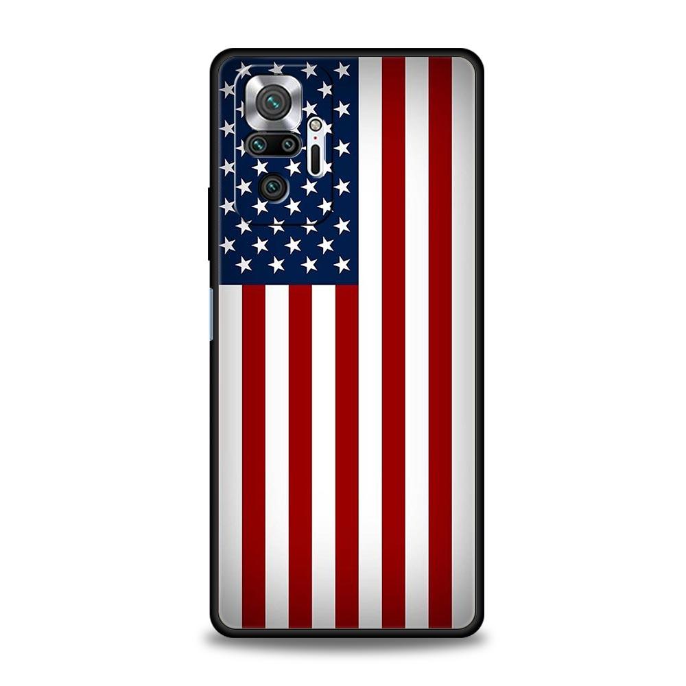 Чехол для телефона с флагом США для Xiaomi Redmi Note 14 13 5G 10 11 12 Pro Plus 4G 14C 13C 12C 10C Черный чехол