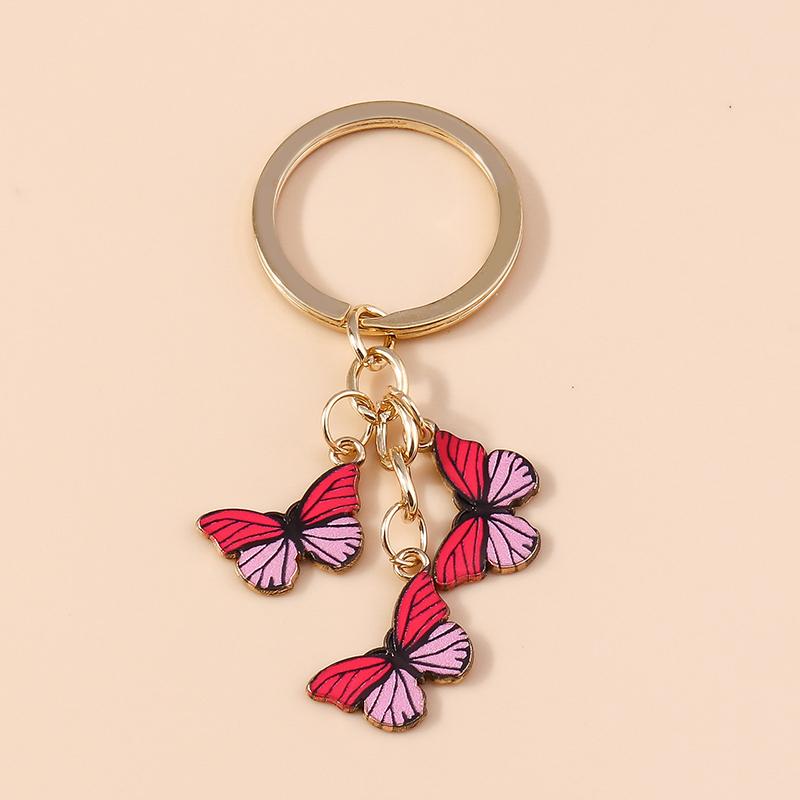 Cute Colorful Butterfly Keychains Enamel Animal Keyrings Souvenir Gift for Women Men Handbag Pendants Key Chains DIY Accessories
