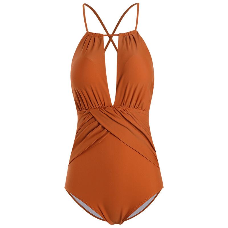 Ins style Korean sexy one-piece swimsuit female Internet celebrity big chest machine show thin back resort swimsuit hot spring