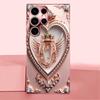 Глянцевый Люксовый Изящный Сердечко Модный чехол для телефона s26 ultra чехол стекло для Samsung Galaxy S26 S25 S24 S23 S22 FE Ultra Plus