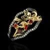 Palace Zircon Ring Two Color Black Gold Retro Floral Ring Women's Jewelry