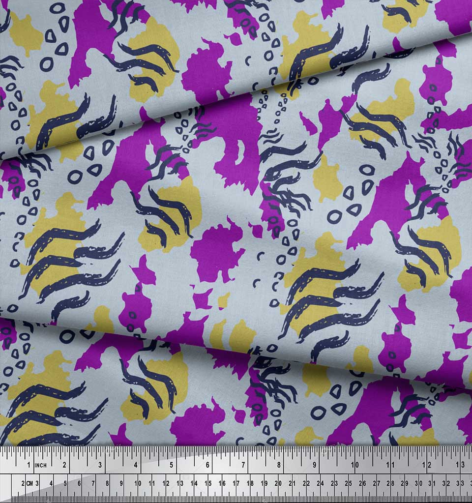 Soimoi Red Japan Crepe Satin Fabric Zebra & Leopard Animal Skin Print Fabric by the Metre 42 Inch