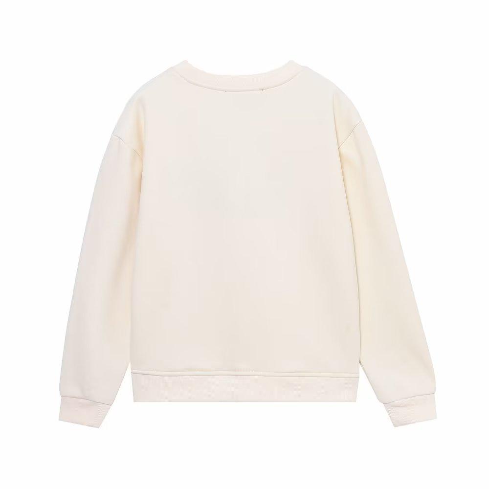 Женский свитер с длинным рукавом и круглым вырезом, свободный повседневный свитшот с вышитым текстом