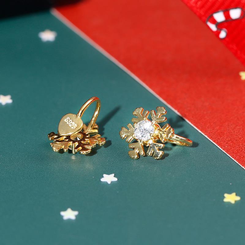 Клипсы для ушей «Снежинка» из серебра 925 пробы Banyan Tree для женщин - Простые корейские осенне-зимние серьги