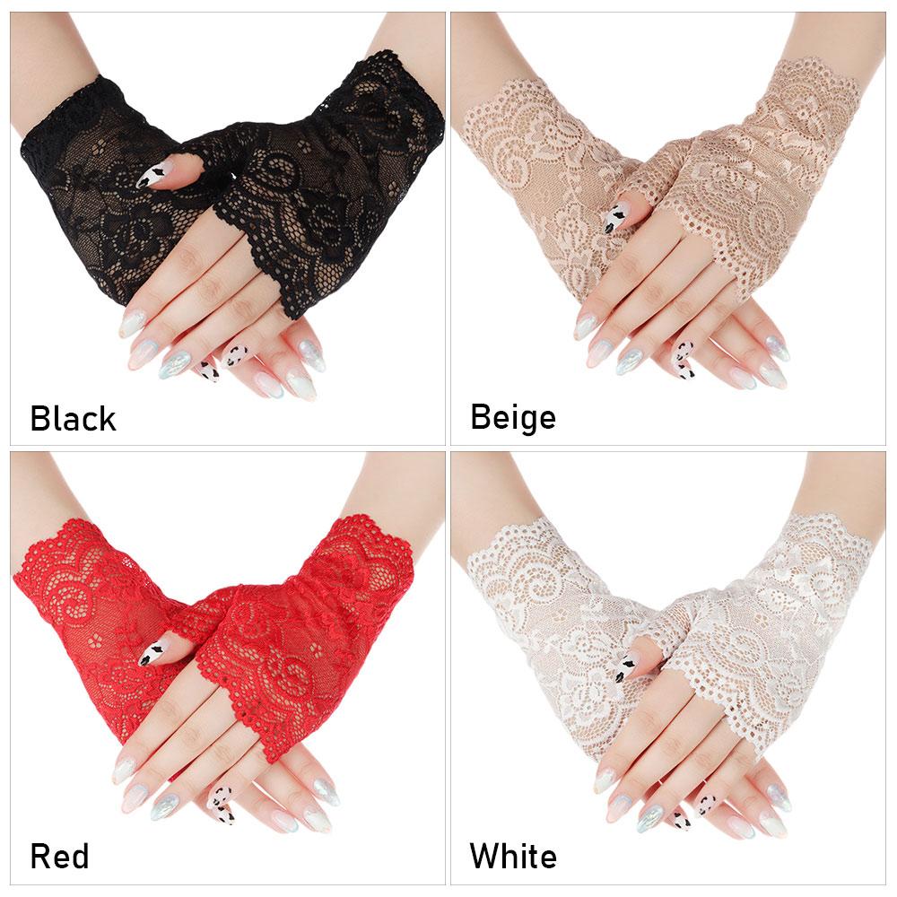 Spring Summer Sunscreen Dance Lace Gloves Fingerless Mittens Driving Gloves Short Gloves