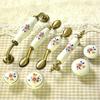 Rural Style Flower Ceramic Door Handle Cabinet Pull Vintage Cupboard Drawer Knob