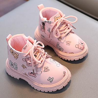 Обувь с милым мультяшным медведем для девочек, Новое поступление, зимняя обувь для девочек, детские короткие сапоги с принтом для маленьких девочек