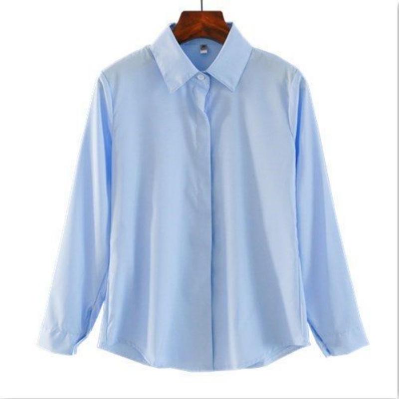 Long Sleeved White Shirt Women's Work Clothes Spring and Autumn Solid Formal Shirts Versatile Comfortable Tops