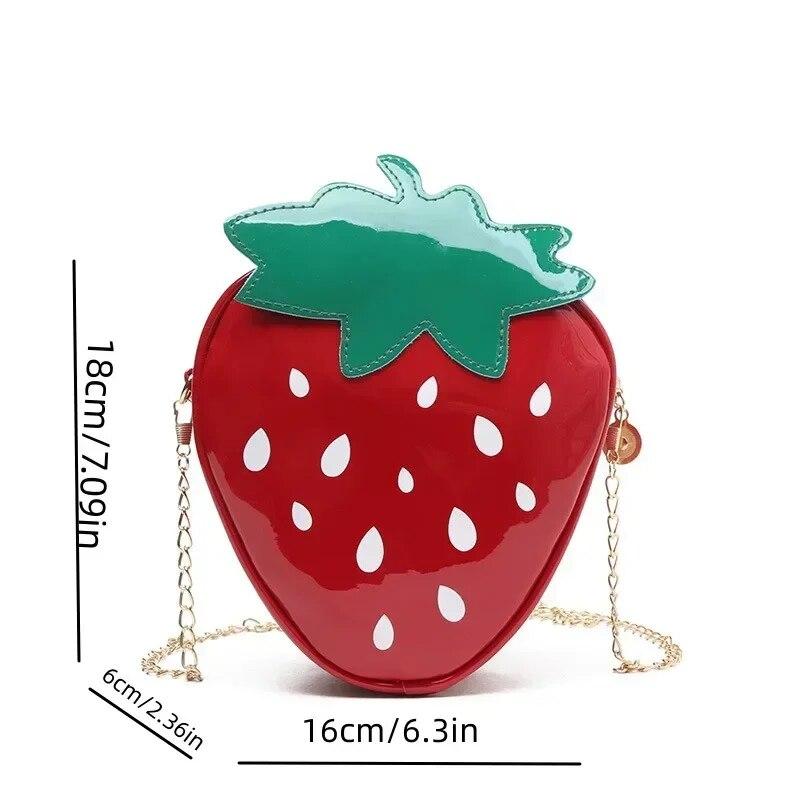 Новая модная индивидуальная сумка через плечо из искусственной кожи с клубникой, женская сумка-мессенджер с цепочкой, милые фруктовые кошельки и сумки для девочек