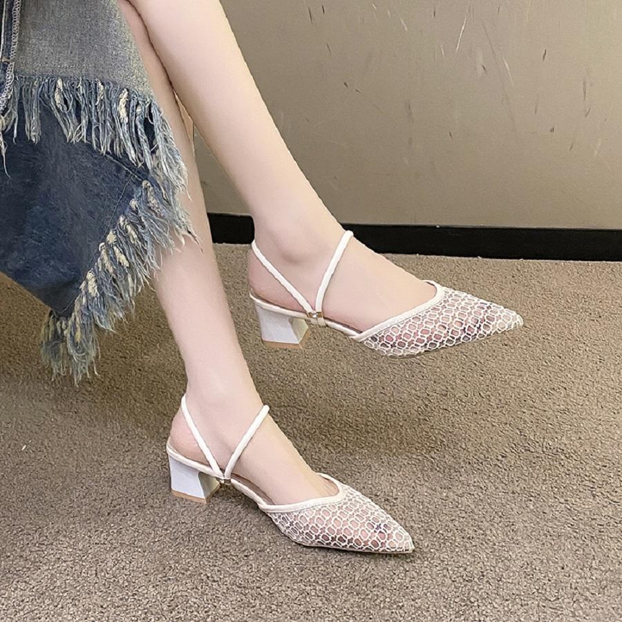 Сексуальные и модные женские сандалии, повседневные туфли на квадратном каблуке, женские остроносые шлепанцы на высоком каблуке, сандалии на высоком каблуке