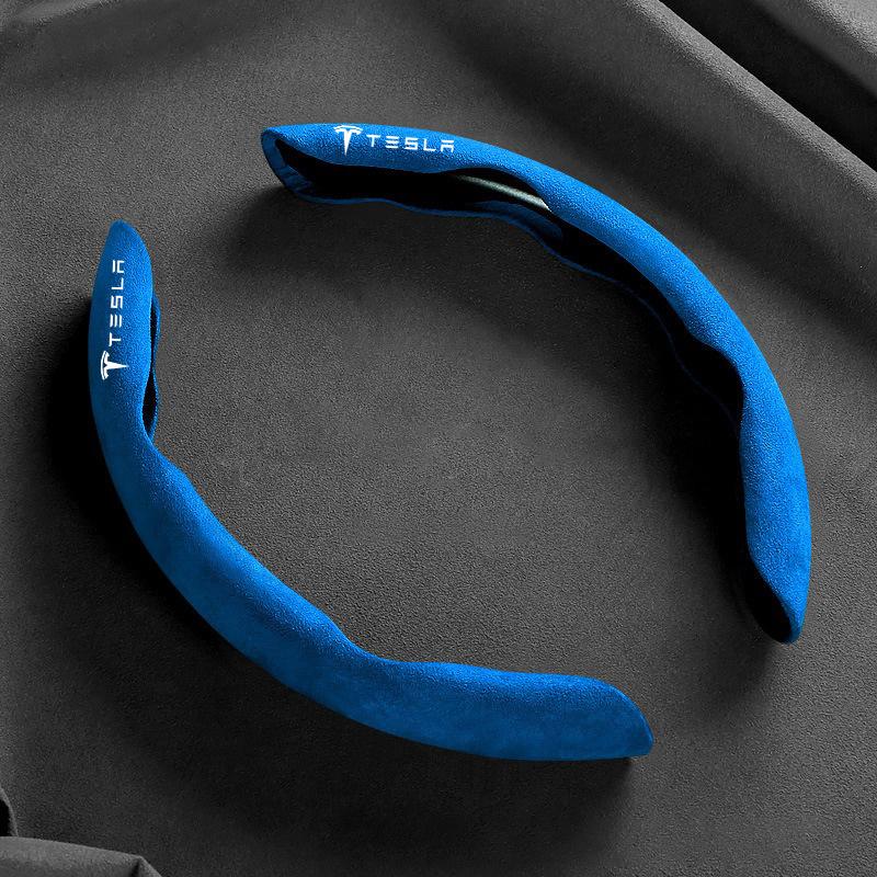ALB1 Universal Non-Slip Suede Leather Car Steering Cover Anti Slip Steer Wheel Booster Cover For Tesla Model 3 Model S X Y Roadster