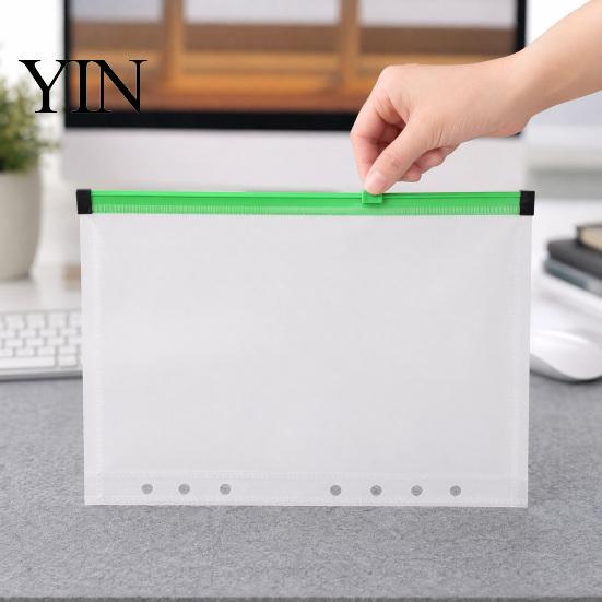 Student Document Holder 8 Pcs A4 A5 B6 A8 Binder Pockets, 6/11 Hole Clear Plastic Zipper Storage Bag Pouch Organizer, Loose Leaf File Folder