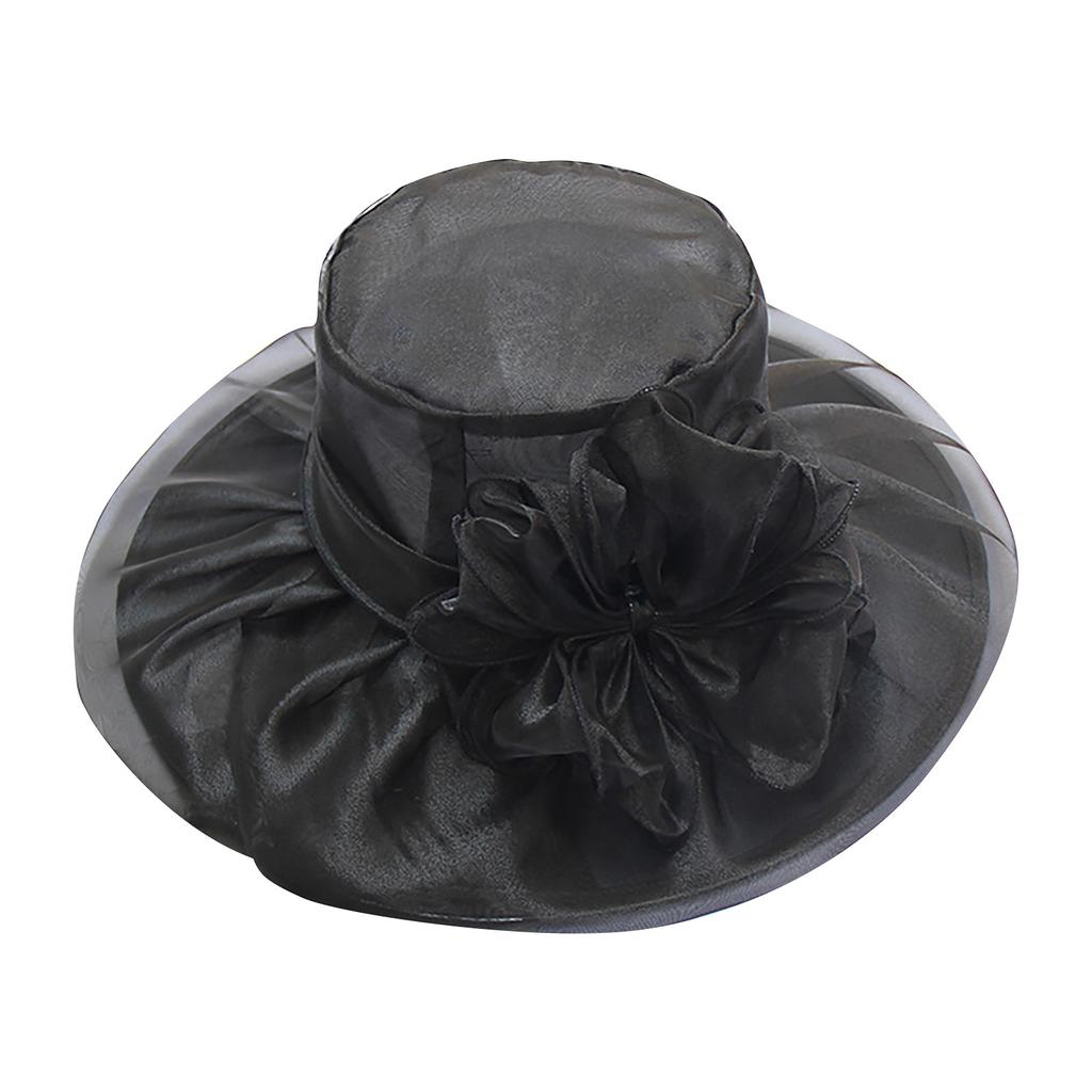 Women's Organza Church Fascinator Bridal Tea Party Flower Wedding Hat Large Rim Basin Cap