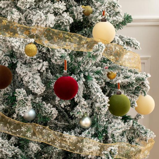 16 шт. Бархатные рождественские украшения 6/8 см Набор флокированных шаров Элегантные украшения для рождественской елки для праздничной атмосферы