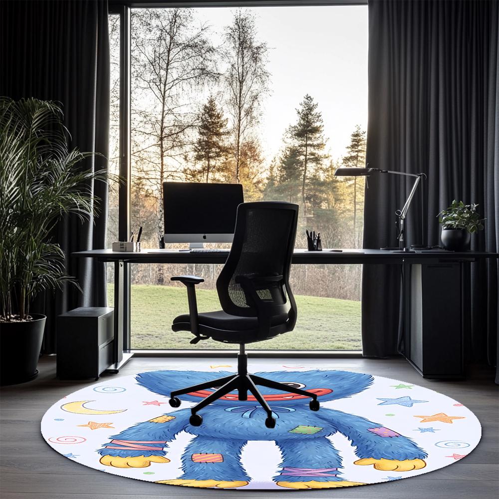 Huggy Wuggy Printed Round Rug Carpet Chair Rug Area Rug Entryway Doormats,for Office Chair Living Room Bedroom Kitchen Room.