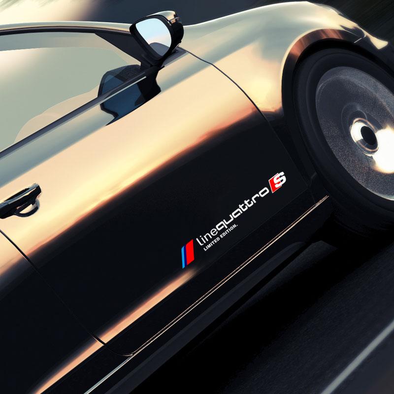 2 шт. Наклейки для украшения кузова автомобиля, Персонализированные спортивные наклейки на двери для Audi A3 A4 B8 8P 8V A6 C7 A5 Q5 B7 B6 B9 QUTTRO RS Q3 Q7 S3 S4 S5 S6 S8