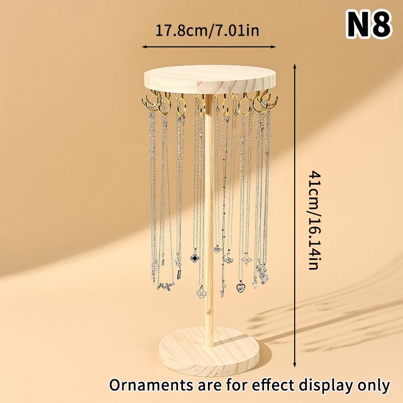 Necklace Holder Organizer Jewelry Tree Stand With 12/18 Metal Hooks Wooden Necklace Display Tower For Home Or Show Selling Use
