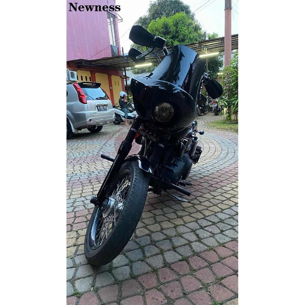 Gloss Black Motorcycle Headlight Fairing Mask 5 3/4" Headlamp Windshield Cover For Harley Sportster Iron Dyna FX XL 883 1200