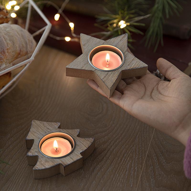 Christmas Wooden Candle Holder Snowflake Candlestick Christmas Decorations for Home Xmas Table Ornaments