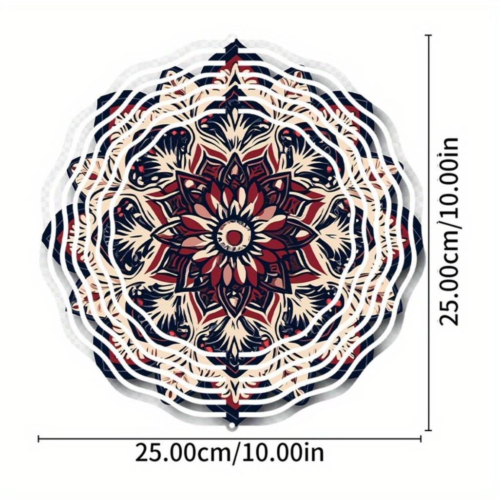 10 Inch Mandala Wind Spinner Metal Art Decor with 360 Hook Vibrant Floral Patterns for Garden Balcony Patio Outdoor Hanging Ornament