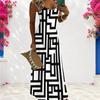 Women Plus Size Scoop Neck Strappy Sleeveless Printed A Line Maxi Dress