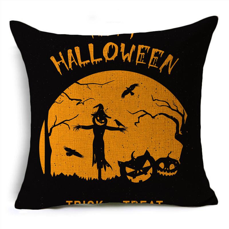Модный классический оранжевый Хэллоуин, лунная ночь, летучая мышь, призрак, льняная наволочка, декоративная наволочка для дивана, гостиной, вечеринки