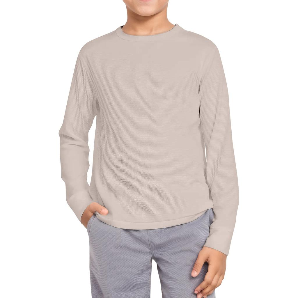 Мальчики Повседневная мода Круглый вырез Длинный рукав Однотонный топ