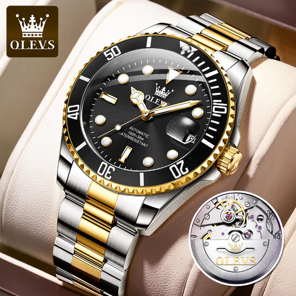 OLEVS Men's Watches Top Brand Classic Trend Fine Steel Original Automatic Mechanical Wristwatch Waterproof Luminous Big Date New