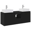 Bathroom Cabinet Set 3 Pcs Black 129 X 41 X 79.5 Cm
