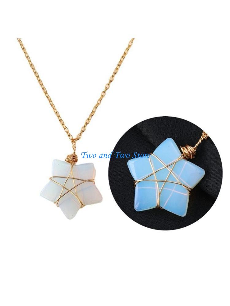 HX6F Opal Pendant Jewelry Star Choker Party Jewelry Gift for Teens Women Girlfriends