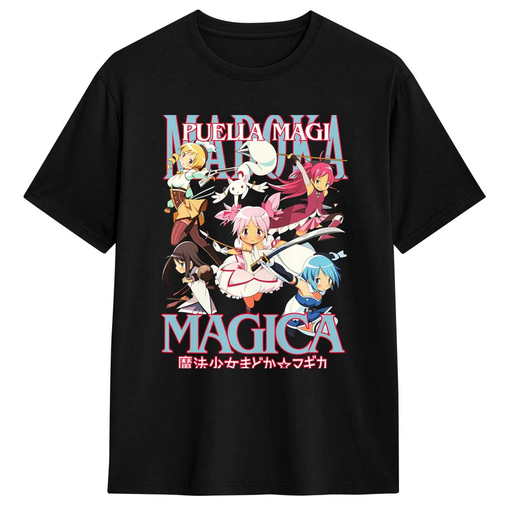 Футболки Mahou Shoujo Magi Madoka Magica Хлопковый Топ Футболки Пляжная Футболка с коротким рукавом Круглый вырез Популярная Повседневная Футболка
