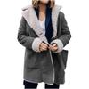 Women's Loose Casual Solid Color Lapel Pocket Long Sleeved Hooded Plush Jacket Fashionable Jacket