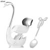 Light Luxury Tableware Gold High-end Metal Coffee Spoon Set Fruit Spoon Metal Swan Base Holder